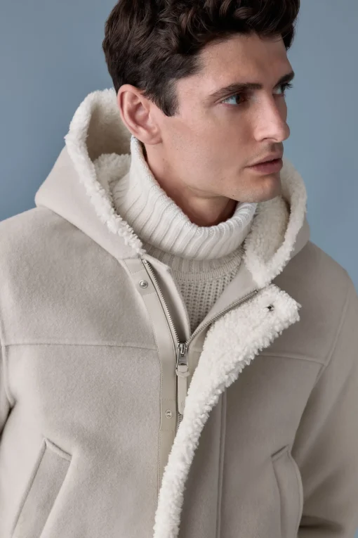 ABRAHAM Heavy double face wool long hooded coat