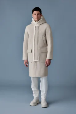 ABRAHAM Heavy double face wool long hooded coat