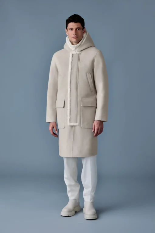 ABRAHAM Heavy double face wool long hooded coat