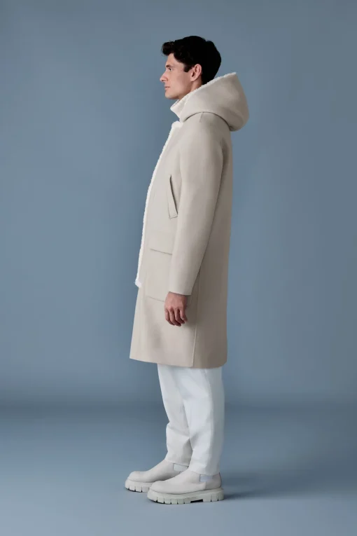 ABRAHAM Heavy double face wool long hooded coat