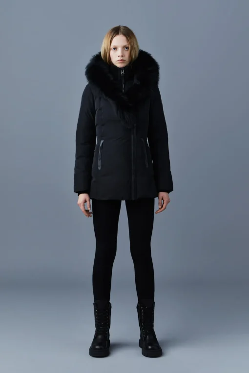ADALI Down coat with blue fox fur Signature Mackage Collar