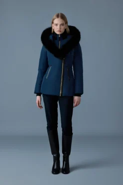 ADALI Down coat with blue fox fur Signature Mackage Collar