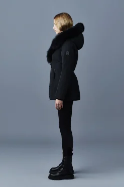 ADALI Down coat with blue fox fur Signature Mackage Collar