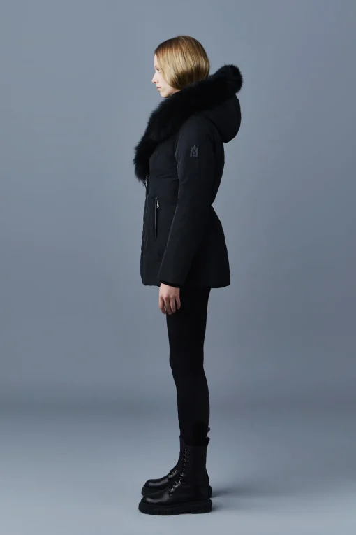 ADALI Down coat with blue fox fur Signature Mackage Collar