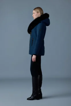 ADALI Down coat with blue fox fur Signature Mackage Collar