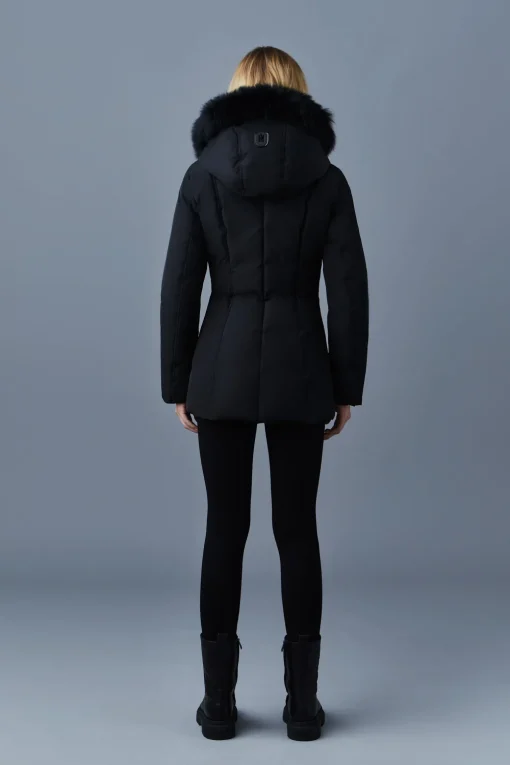 ADALI Down coat with blue fox fur Signature Mackage Collar