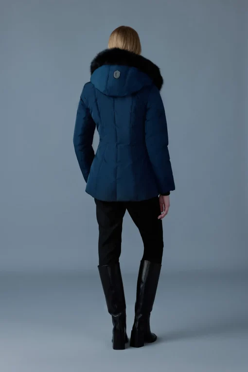 ADALI Down coat with blue fox fur Signature Mackage Collar