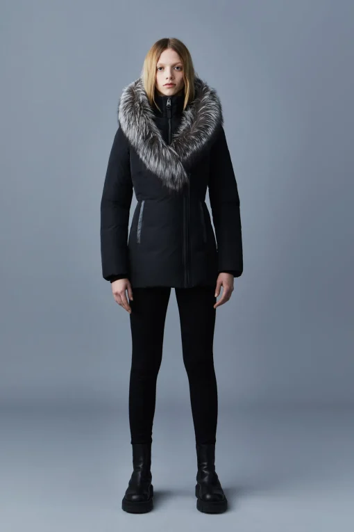 ADALI Down coat with silver fox fur Signature Mackage Collar