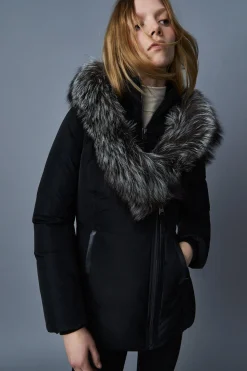 ADALI Down coat with silver fox fur Signature Mackage Collar