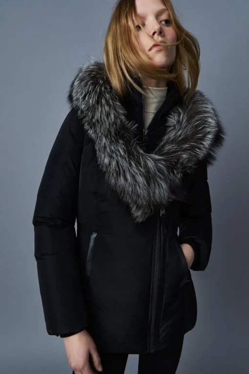 ADALI Down coat with silver fox fur Signature Mackage Collar