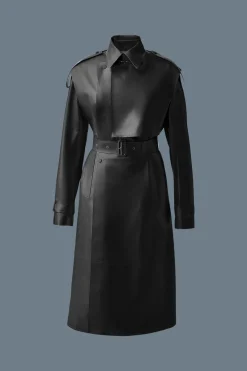 ADRIANA Calfskin trench coat with belt