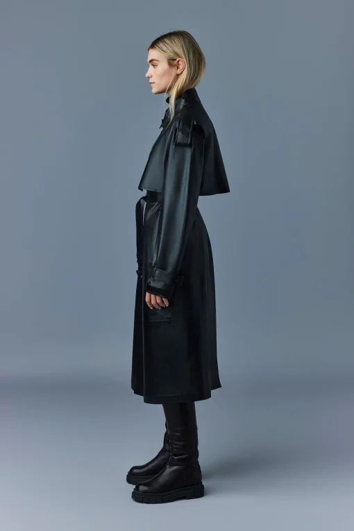 ADRIANA Calfskin trench coat with belt