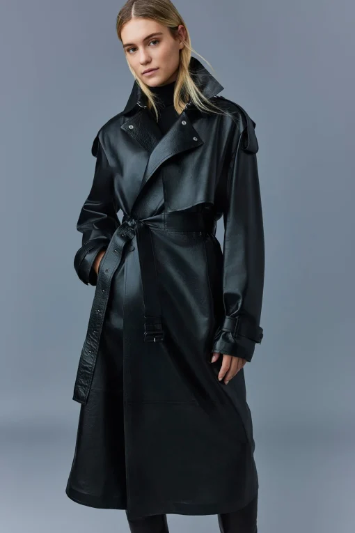 ADRIANA Calfskin trench coat with belt