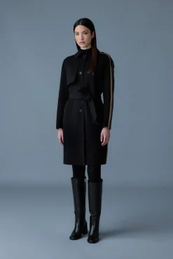 ALIZA Double-face wool stripe trench coat