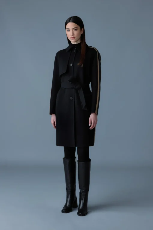ALIZA Double-face wool stripe trench coat