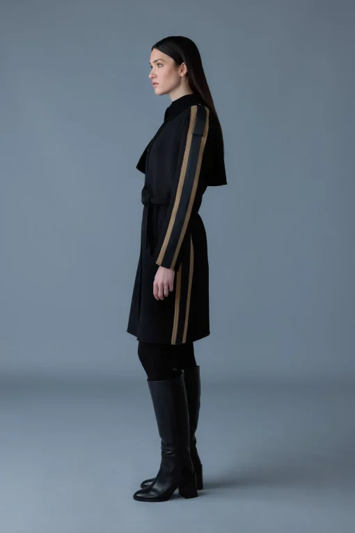 ALIZA Double-face wool stripe trench coat
