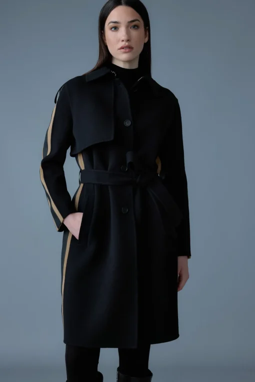 ALIZA Double-face wool stripe trench coat