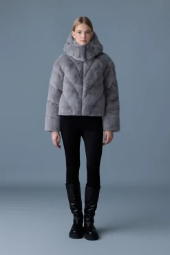 ANIK Brushed faux-fur down jacket