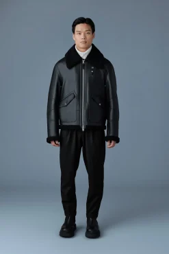 ATLAS-SH Shearling and leather aviator-style jacket