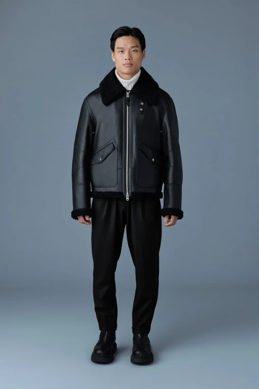 ATLAS-SH Shearling and leather aviator-style jacket
