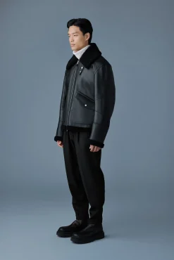 ATLAS-SH Shearling and leather aviator-style jacket