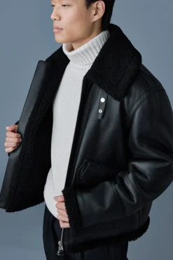 ATLAS-SH Shearling and leather aviator-style jacket