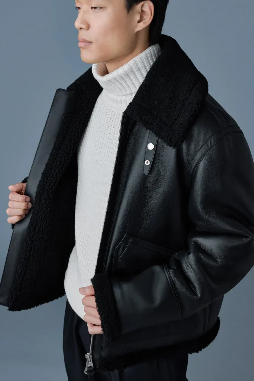 ATLAS-SH Shearling and leather aviator-style jacket