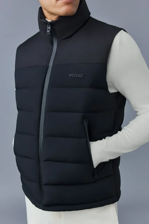 BOBBIE-CITY Agile-360 stretch light down vest with stand collar