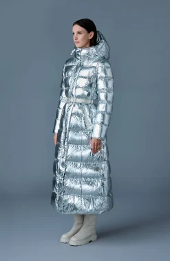 CALINA-M Metallic laminate down maxi coat