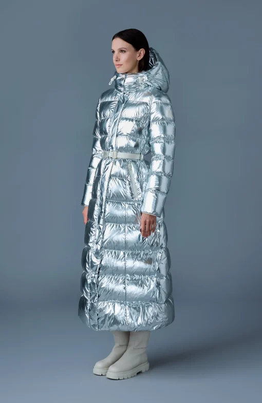 CALINA-M Metallic laminate down maxi coat