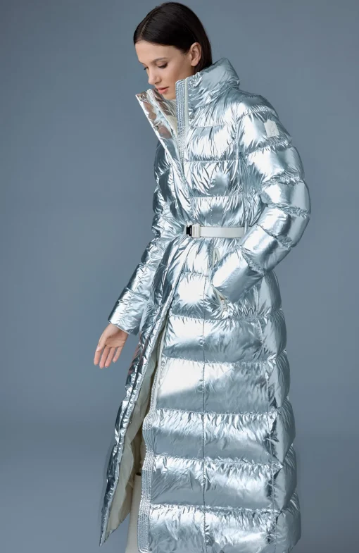 CALINA-M Metallic laminate down maxi coat
