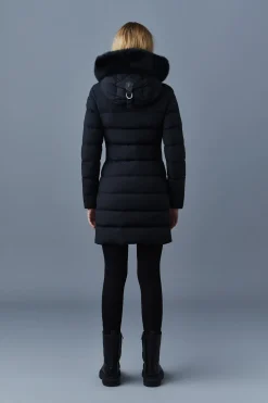 CALLA Agile-360 stretch light down coat with blue fox fur collar