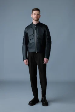 CANNON Padded moto racer leather jacket