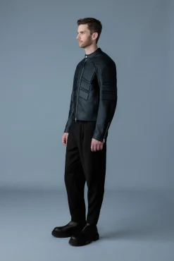 CANNON Padded moto racer leather jacket
