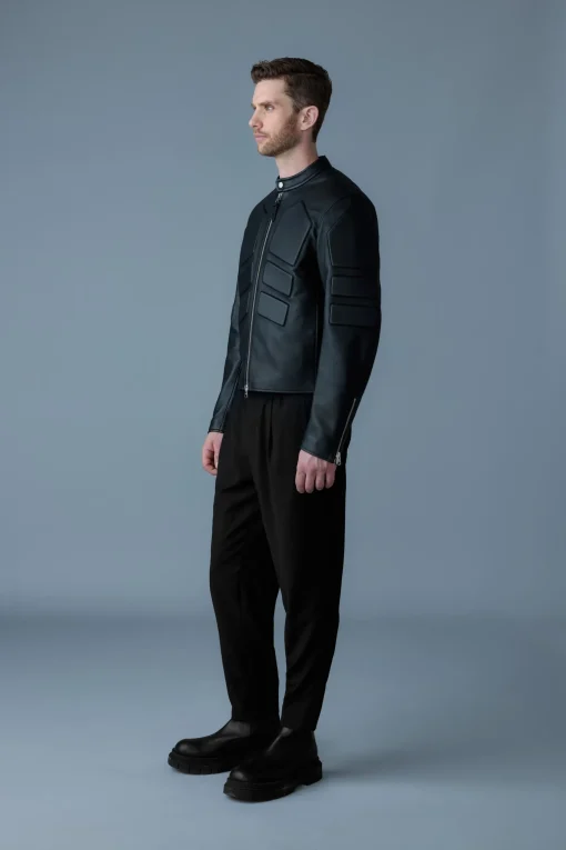 CANNON Padded moto racer leather jacket
