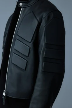 CANNON Padded moto racer leather jacket
