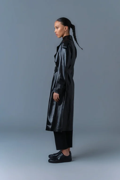 CARMELA Leather Trench with Belt