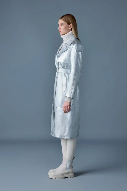 CARMELA-M Metallic laminate leather trench