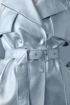 CARMELA-M Metallic laminate leather trench