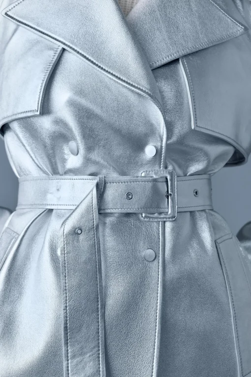 CARMELA-M Metallic laminate leather trench