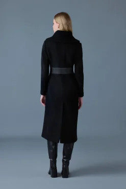 CLARICE Double-face wool coat with smocked detailing