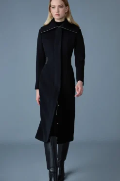 CLARICE Double-face wool coat with smocked detailing