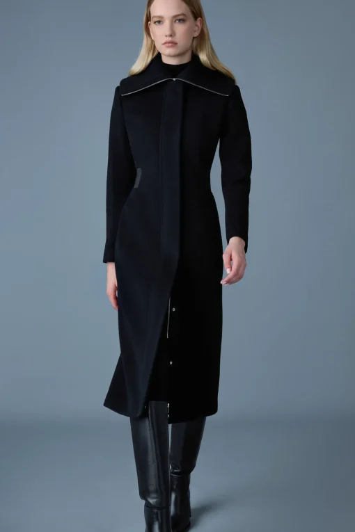 CLARICE Double-face wool coat with smocked detailing