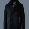 COLE wool double-breasted jacket with shearling collar