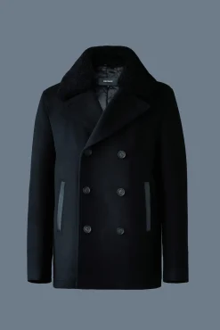 COLE wool double-breasted jacket with shearling collar