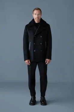 COLE wool double-breasted jacket with shearling collar