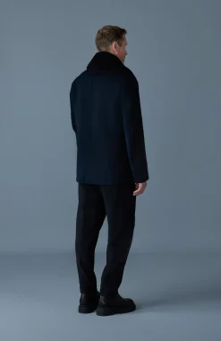 COLE wool double-breasted jacket with shearling collar