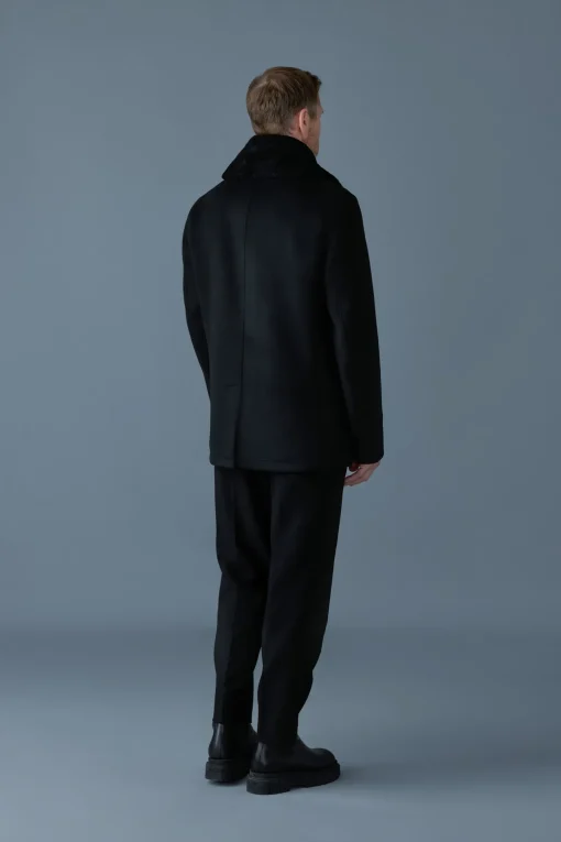 COLE wool double-breasted jacket with shearling collar