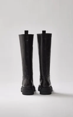 COMMANDER shearling-lined lug sole (R) Leather boot for women