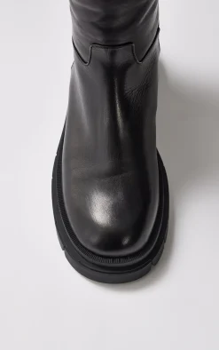 COMMANDER shearling-lined lug sole (R) Leather boot for women